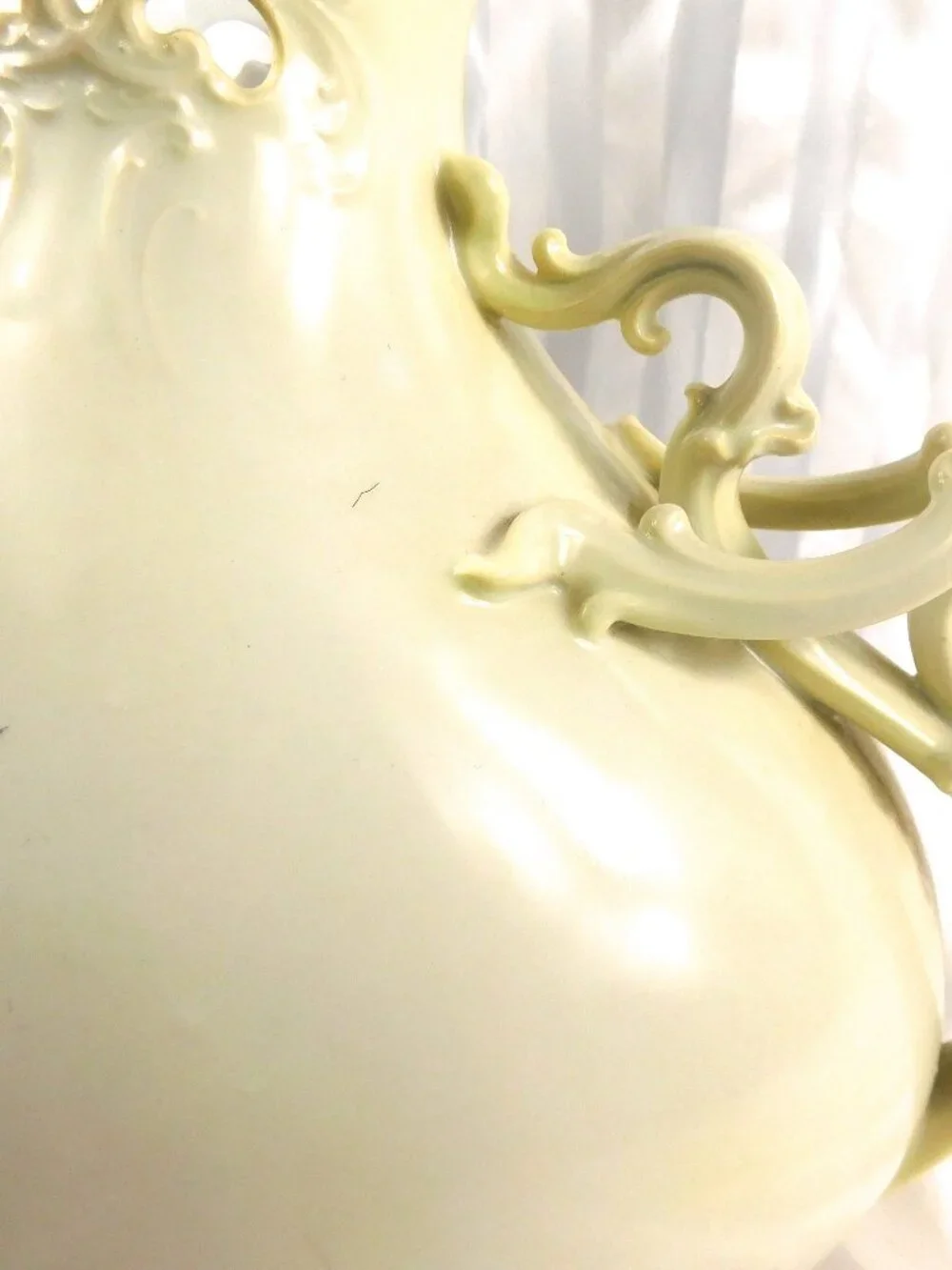 Royal Bayreuth Jug with Reticulated Trim and Unique Handle Design # 27135